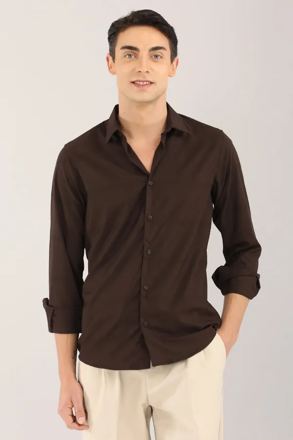 Brown_Plain_Satin_Self_Design_Full_Sleeve_Shirt
