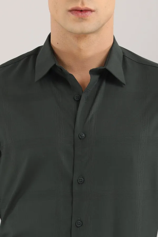 Dark_Green_Plain_Satin__Self_Checks_Full_Sleeve_Shirt