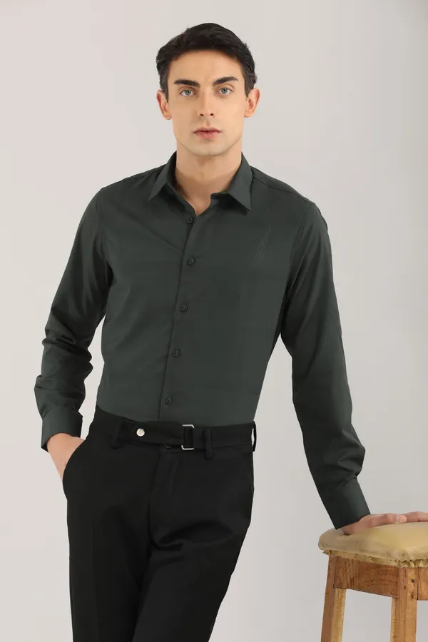 Dark_Green_Plain_Satin__Self_Checks_Full_Sleeve_Shirt