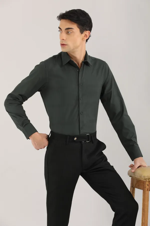 Dark_Green_Plain_Satin__Self_Checks_Full_Sleeve_Shirt
