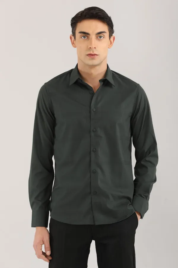 Dark_Green_Plain_Satin__Self_Checks_Full_Sleeve_Shirt