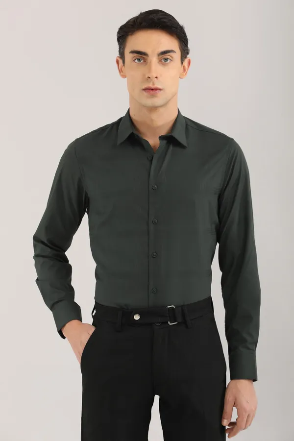 Dark_Green_Plain_Satin__Self_Checks_Full_Sleeve_Shirt