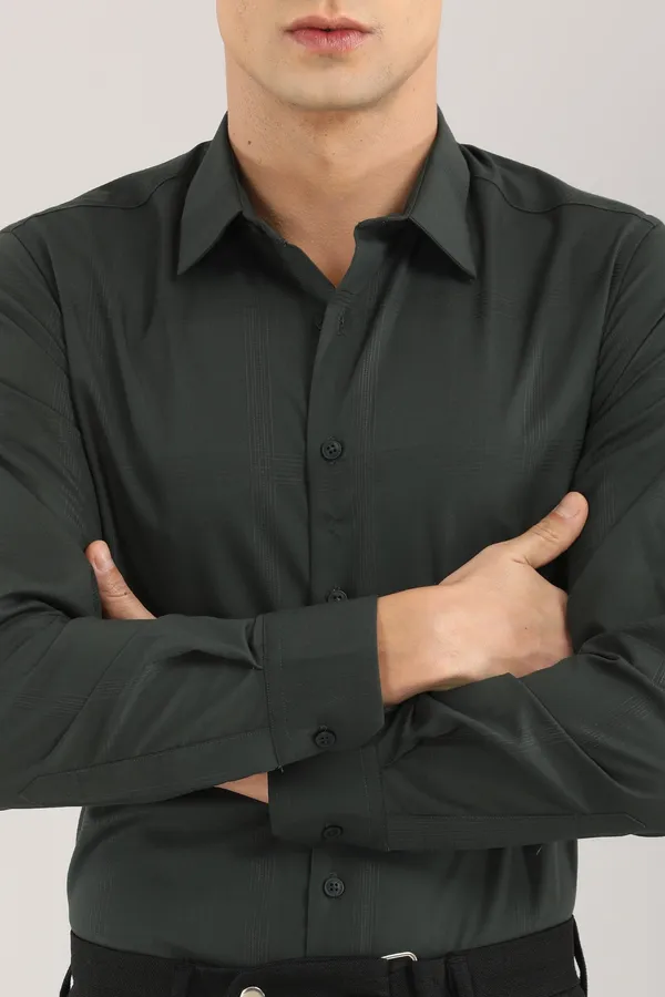Dark_Green_Plain_Satin__Self_Checks_Full_Sleeve_Shirt