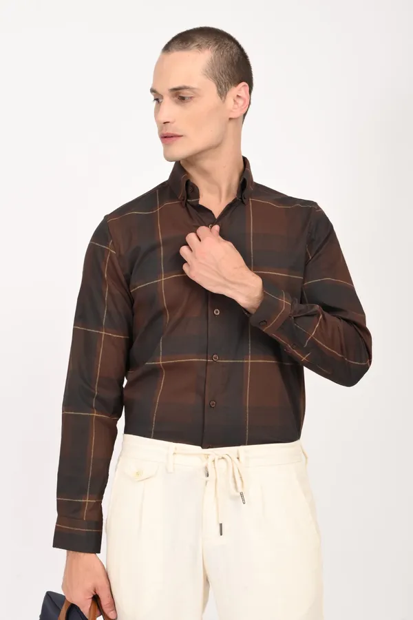 Brown_Cotton_Regular_Shirts_For_Men