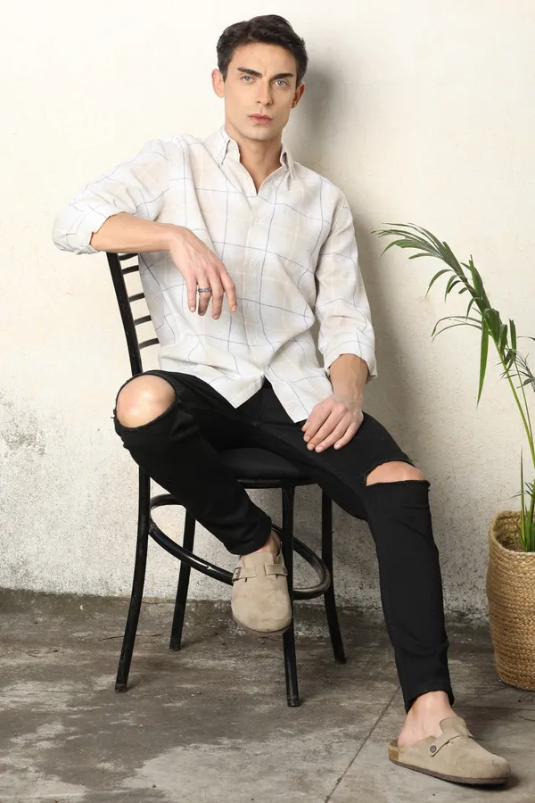Light_Beige_With_Blue_Checks_Full_Sleeve_Shirt