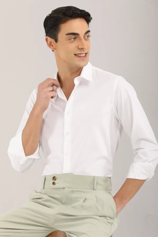 White_Premium_Creamy_Pastel_Casual_&_Formal_Slim_Fit_Full_Sleeve_Cotton_Shirt