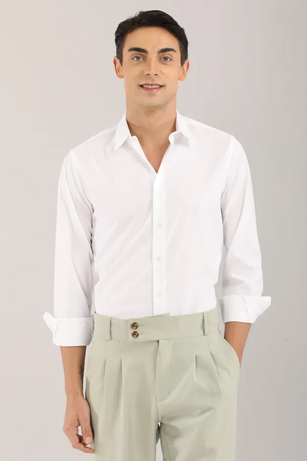White_Premium_Creamy_Pastel_Casual_&_Formal_Slim_Fit_Full_Sleeve_Cotton_Shirt