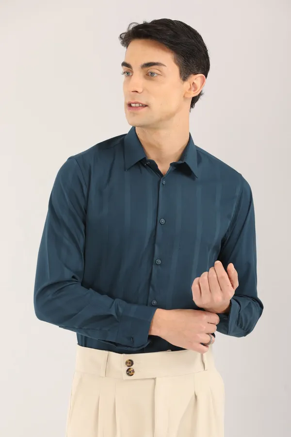 Teal_Blue_Plain_Satin_Self_Stripe_Full_Sleeve_Shirt