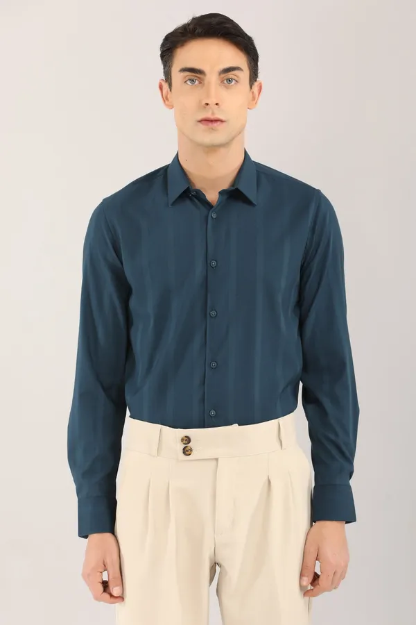 Teal_Blue_Plain_Satin_Self_Stripe_Full_Sleeve_Shirt