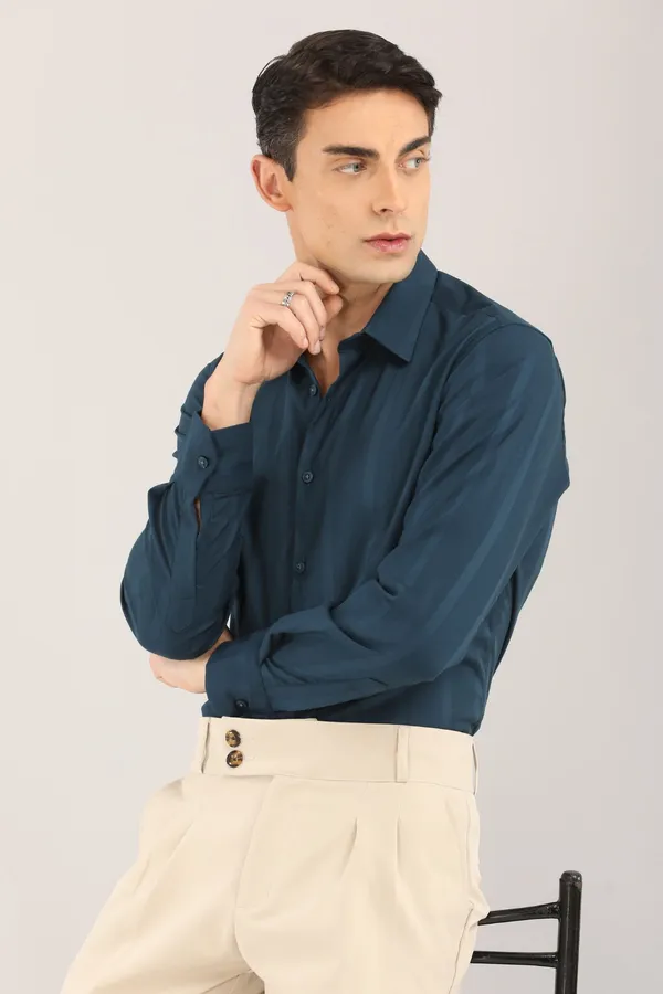Teal_Blue_Plain_Satin_Self_Stripe_Full_Sleeve_Shirt