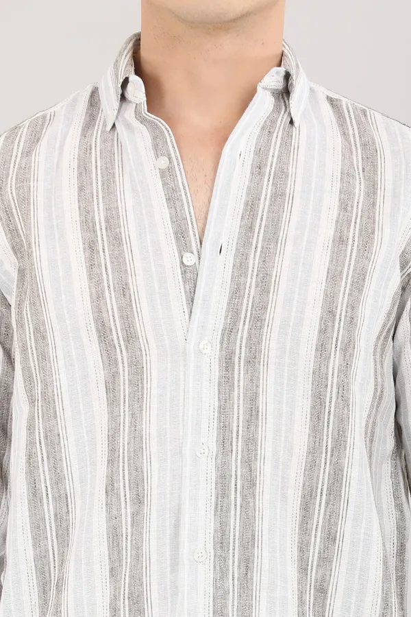 White_And_Black_Strip_Full_Sleeve_Shirt