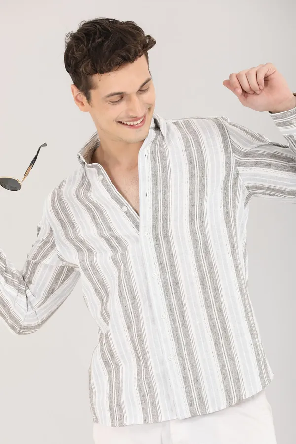 White_And_Black_Strip_Full_Sleeve_Shirt
