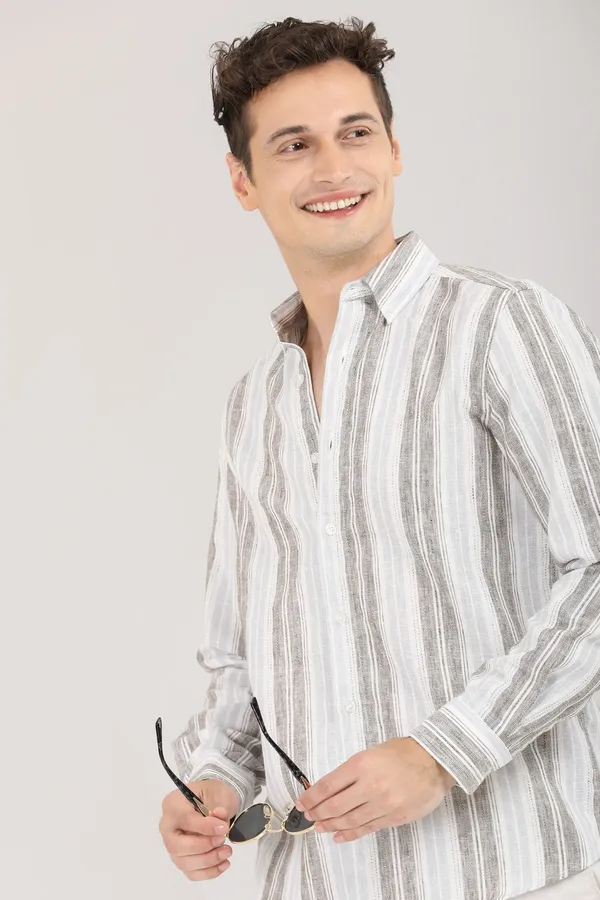 White_And_Black_Strip_Full_Sleeve_Shirt