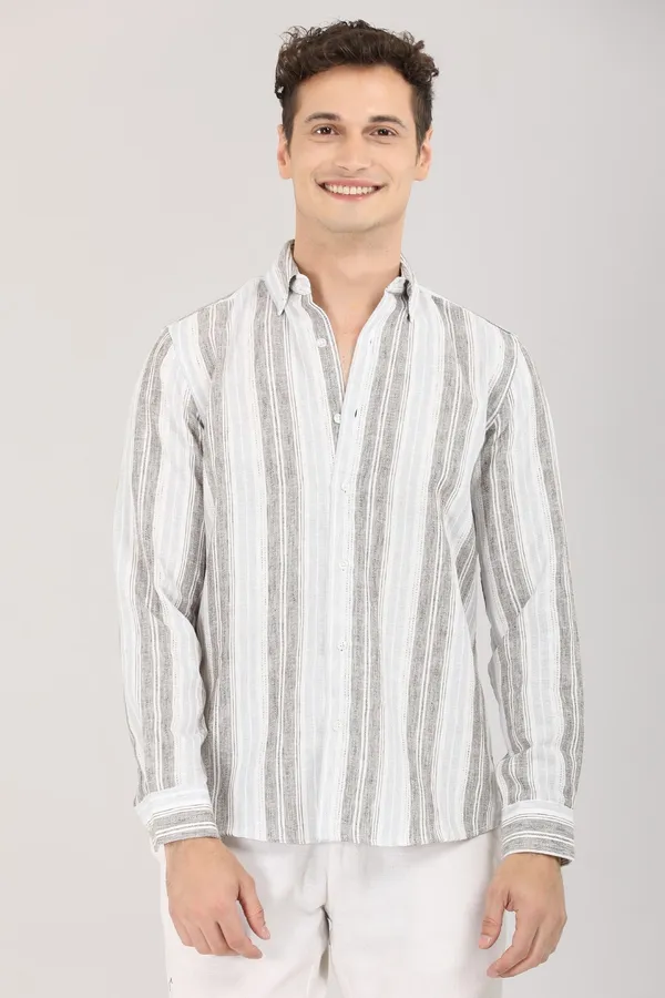 White_And_Black_Strip_Full_Sleeve_Shirt