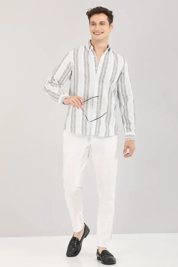 White_And_Black_Strip_Full_Sleeve_Shirt