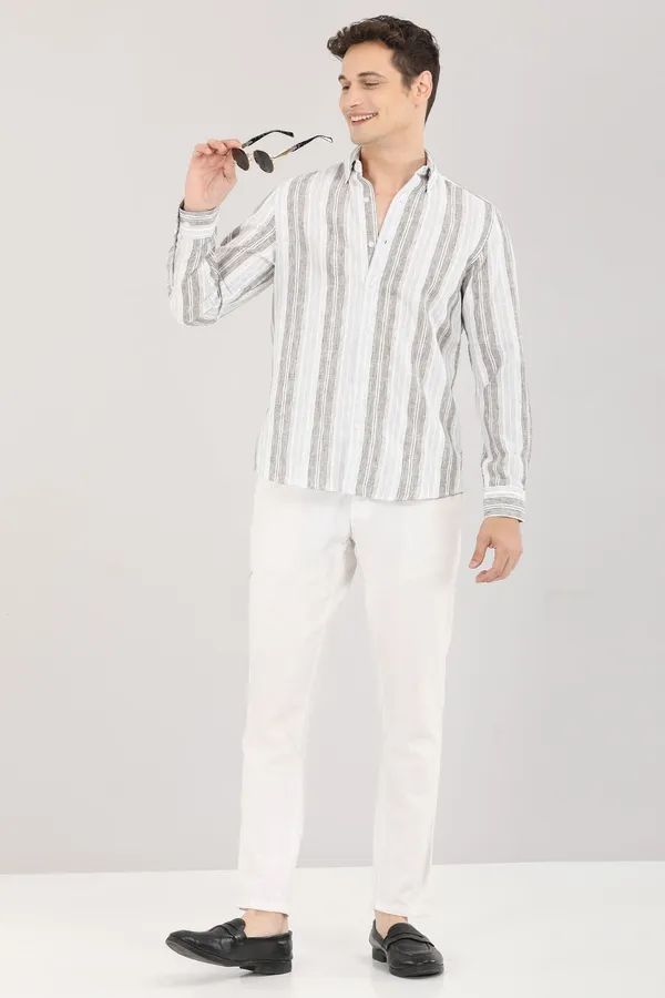 White_And_Black_Strip_Full_Sleeve_Shirt