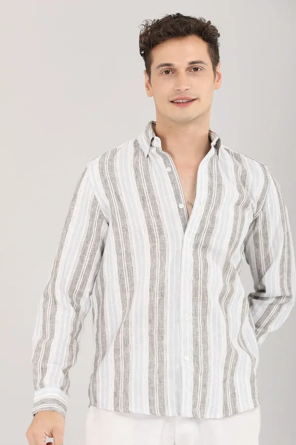 White_And_Black_Strip_Full_Sleeve_Shirt