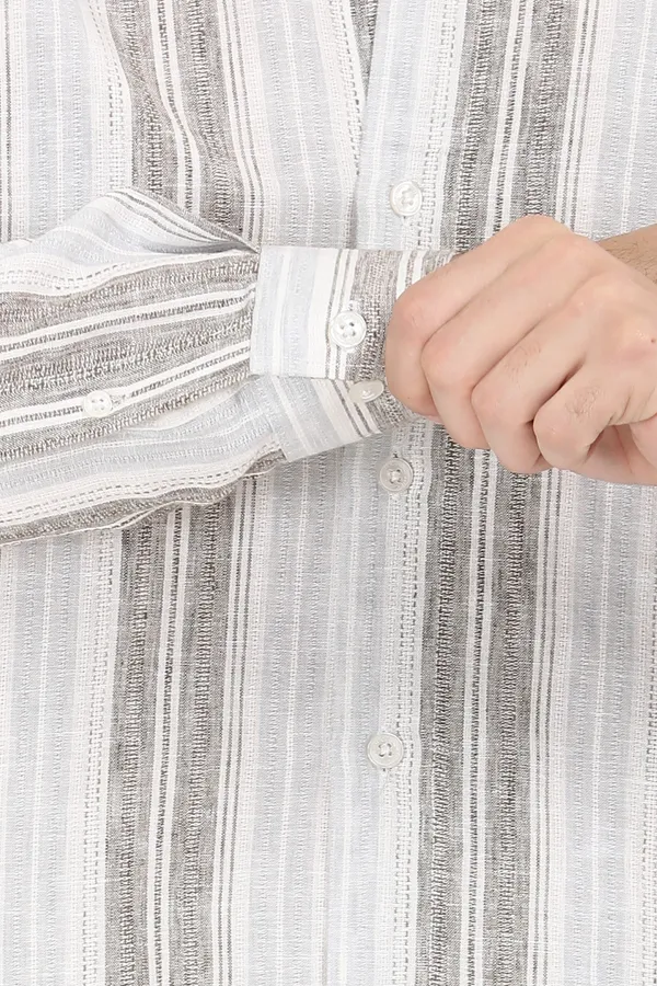 White_And_Black_Strip_Full_Sleeve_Shirt
