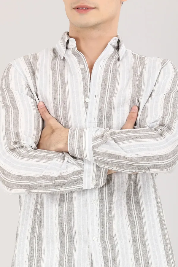 White_And_Black_Strip_Full_Sleeve_Shirt