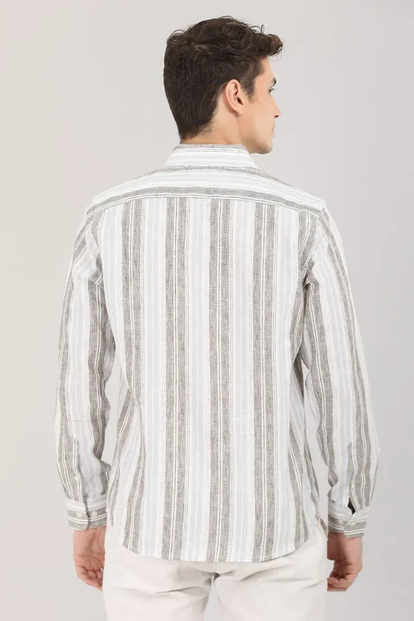 White_And_Black_Strip_Full_Sleeve_Shirt