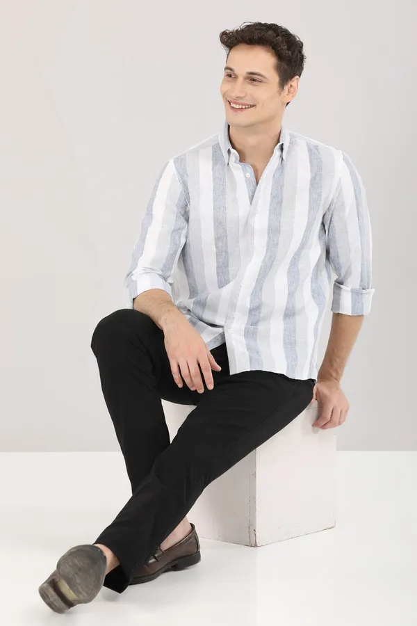 White_And_Blue_Stripes_Full_Sleeve_Shirt
