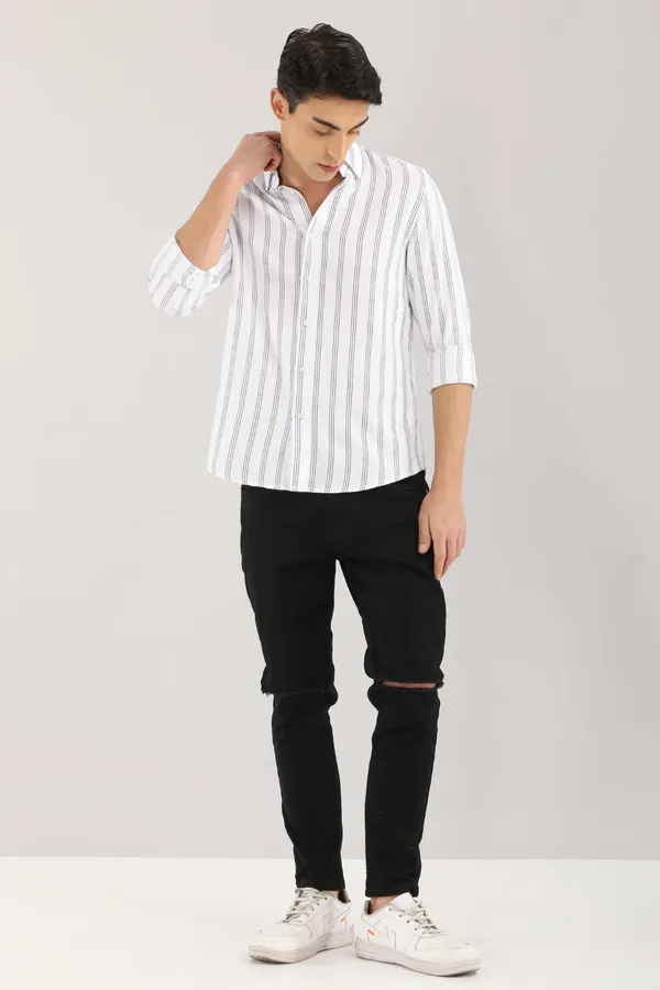 White_Base_And_Black_Stripes_Full_Sleeve_Shirt