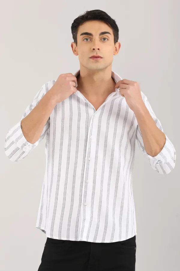 White_Base_And_Black_Stripes_Full_Sleeve_Shirt