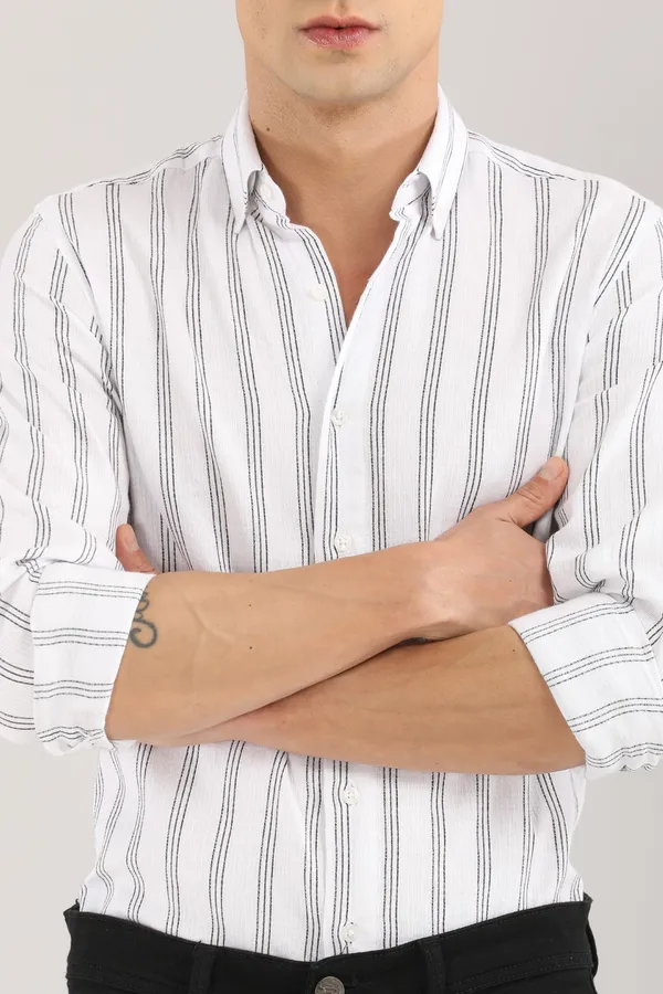 White_Base_And_Black_Stripes_Full_Sleeve_Shirt