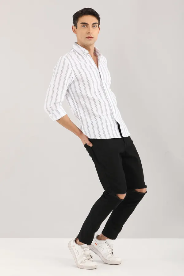 White_Base_And_Black_Stripes_Full_Sleeve_Shirt