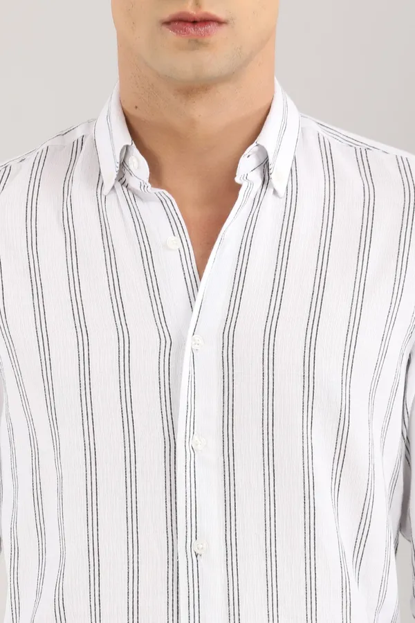 White_Base_And_Black_Stripes_Full_Sleeve_Shirt
