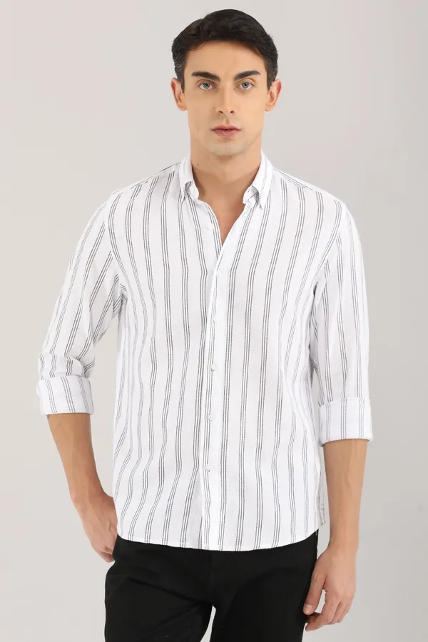 White_Base_And_Black_Stripes_Full_Sleeve_Shirt