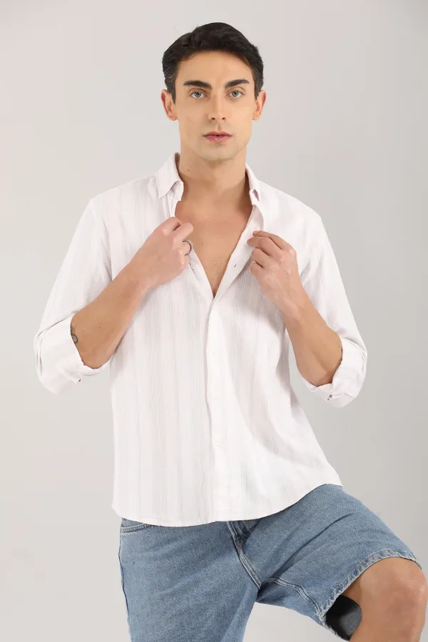 White_Base_Light_Grey_Stripes_Full_Sleeve_Shirt