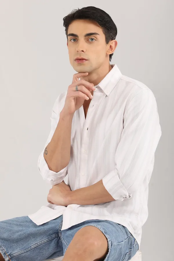 White_Base_Light_Grey_Stripes_Full_Sleeve_Shirt