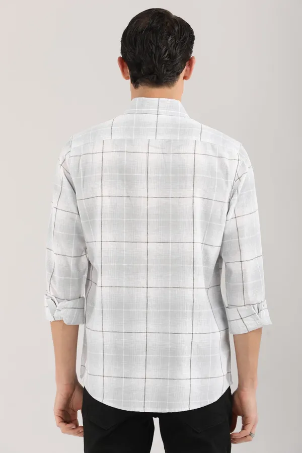 White_Base_With_Light_Brown_Checks_Full_Sleeve_Shirt