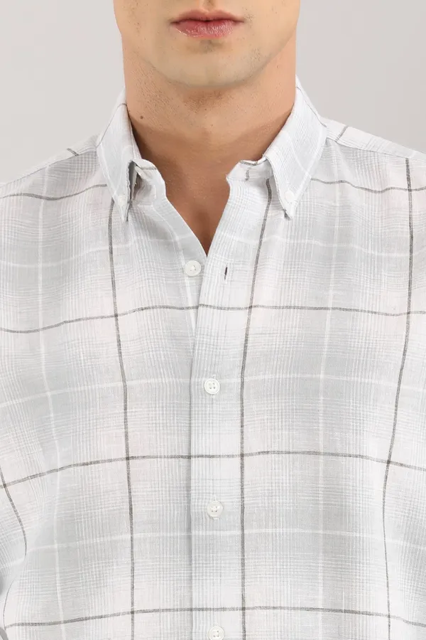 White_Base_With_Light_Brown_Checks_Full_Sleeve_Shirt