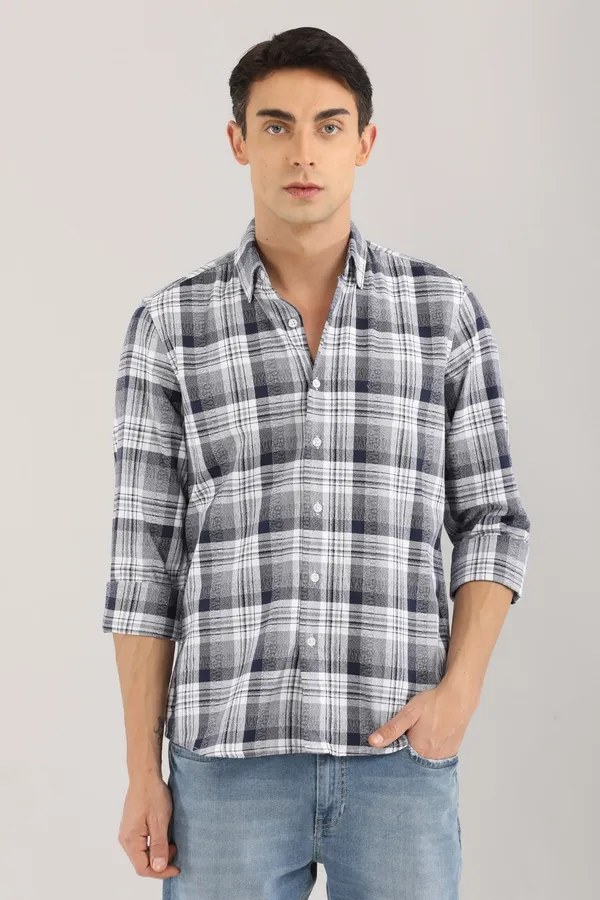 White_Base_With_Navy_Checkered_Full_Sleeve_Shirt