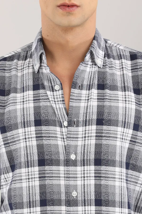 White_Base_With_Navy_Checkered_Full_Sleeve_Shirt