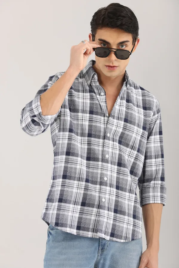 White_Base_With_Navy_Checkered_Full_Sleeve_Shirt