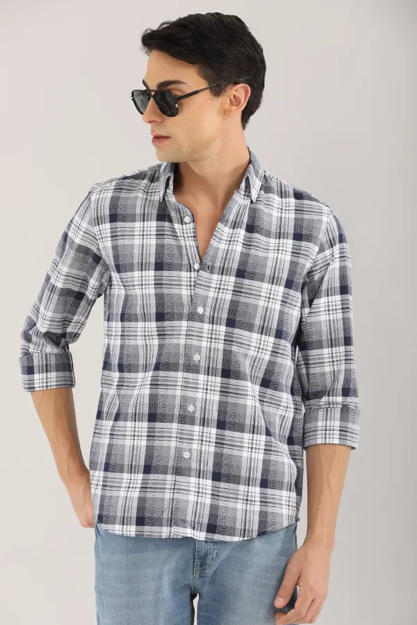 White_Base_With_Navy_Checkered_Full_Sleeve_Shirt