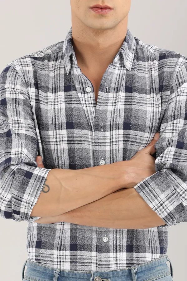 White_Base_With_Navy_Checkered_Full_Sleeve_Shirt