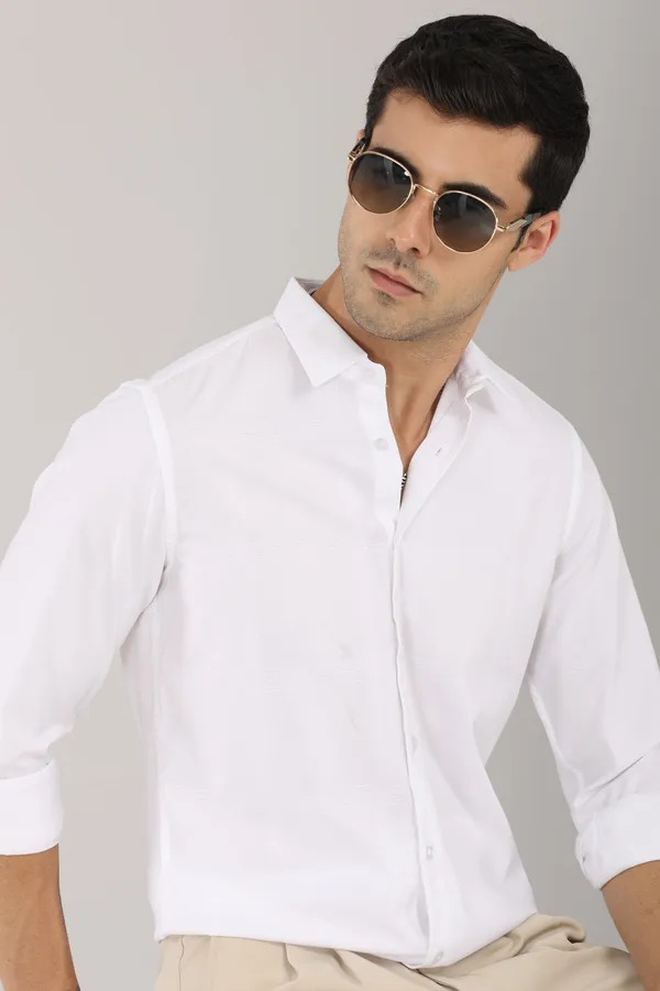 White_Self_Checks_Full_Sleeve_Shirt