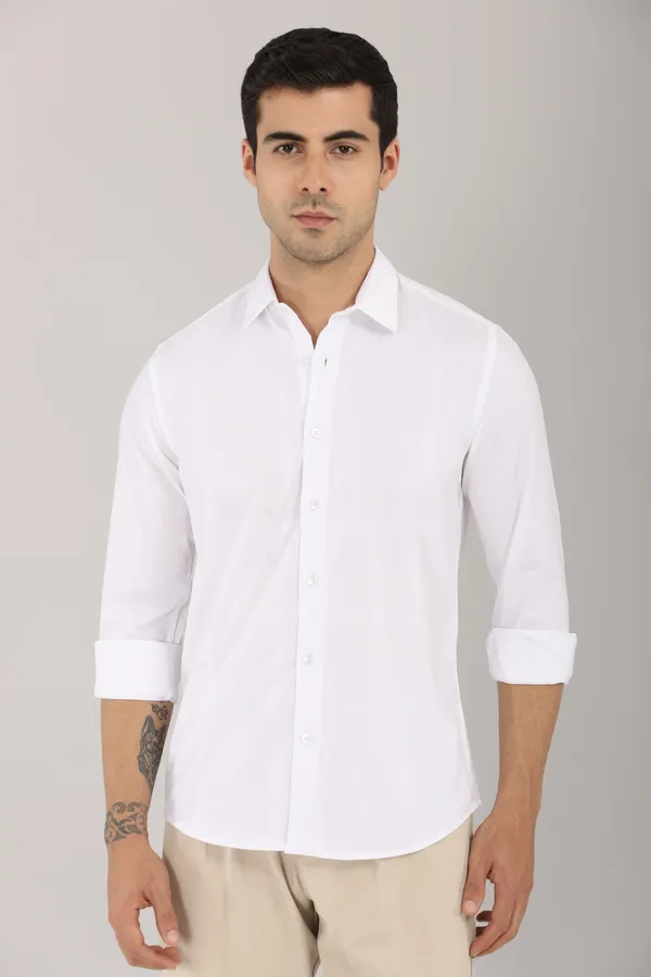 White_Self_Checks_Full_Sleeve_Shirt