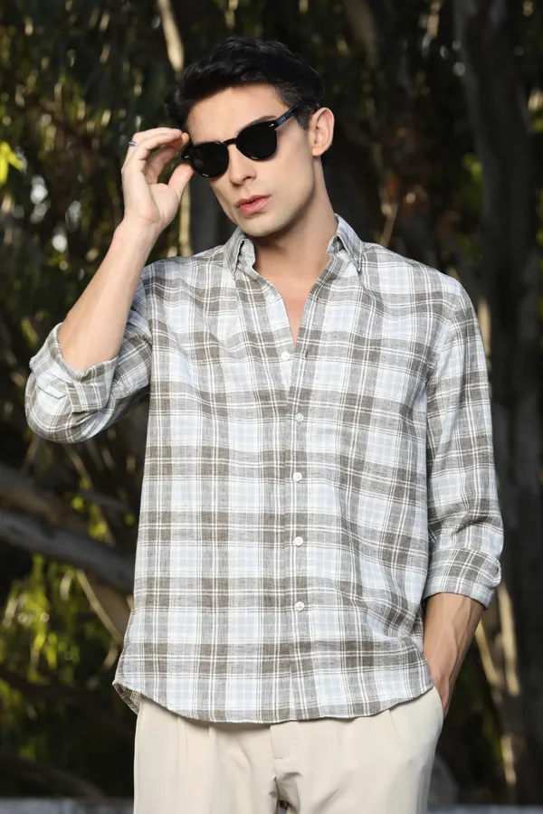 White_With_Soft_Brown_Checks_Full_Sleeve_Shirt