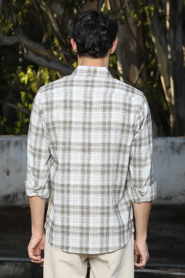White_With_Soft_Brown_Checks_Full_Sleeve_Shirt