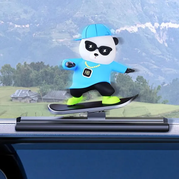Blue_Skateboard_Panda/Bear_Car_Dashboard_Accessories_With_Temporary_Parking_Card_Number_Plate_Sliding_Teddy