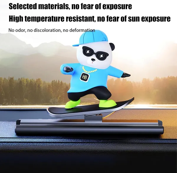 Blue_Skateboard_Panda/Bear_Car_Dashboard_Accessories_With_Temporary_Parking_Card_Number_Plate_Sliding_Teddy