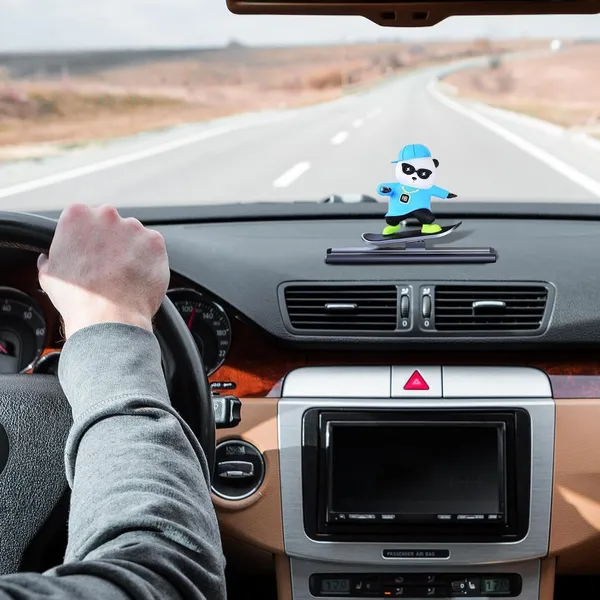 Blue_Skateboard_Panda/Bear_Car_Dashboard_Accessories_With_Temporary_Parking_Card_Number_Plate_Sliding_Teddy