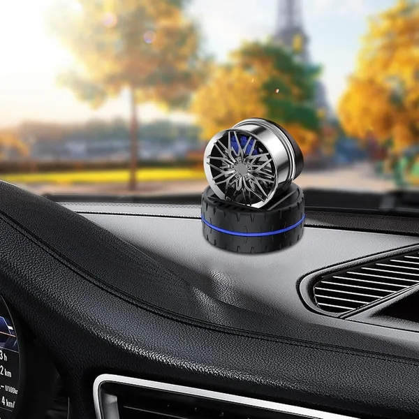 Silver_Solar_Rotating_Car_Dashboard_Air_Freshener/Perfume_Diffuser_&_Humidifier_Metal_Body_&_Alloy_Wheel_Design