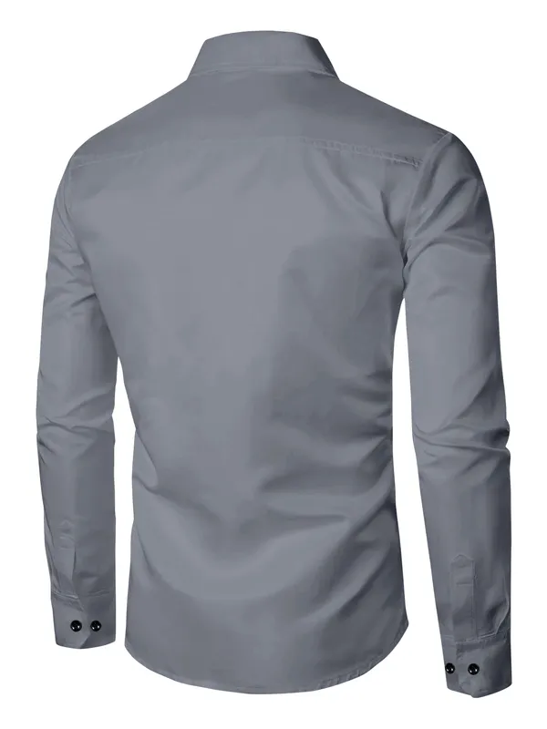 Grey_Fine_Premium____Cotton__Luxury_Formal_Shirt_For_Men'S
