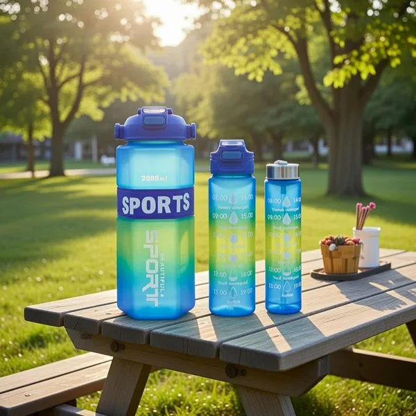 GR8INDIA®_Supercool_3-in-1_Water_Bottle_Set,_2000ML_+_900_ML_+_300_ML_Assorted_Bottles,_Leakproof_Reusable_Drinking_Bottles_with_Multi-Lid_Options,_Durable_Sports/Gym/Travel_Bottle